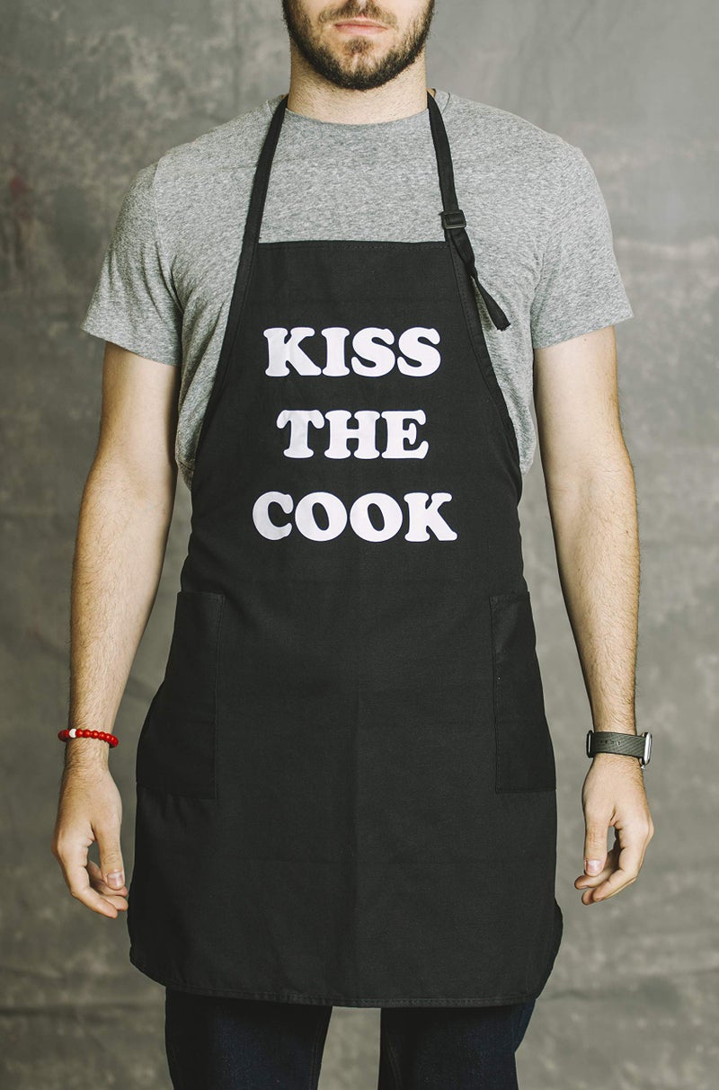 Funny Guy Mugs Kiss The Cook Adjustable Apron with Pockets - Funny Apron For Men & Women - Perfect for Kitchen BBQ Grilling Barbecue Cooking Baking - Image 3